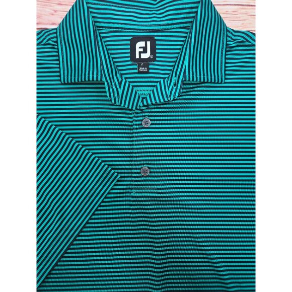 FOOTJOY FJ Men's Green Striped Lisle Golf Polo Large - Picture 4 of 8
